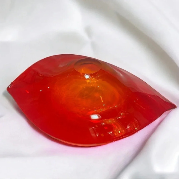 Vintage Murano Art Glass Red and Orange Art Glass Bowl - Picture 3 of 3